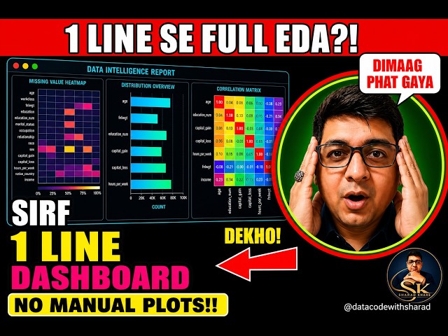 Zero Code Full EDA — 1 Line Se Poora Dashboard | ydata_profiling Python | Datacode With Sharad