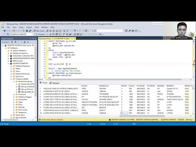 Creación de Procedimientos Almacenados (Stored Procedures) SQL Server