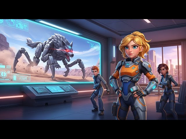 3D Animation: Elara's Team and the High-Tech Wolf Chase