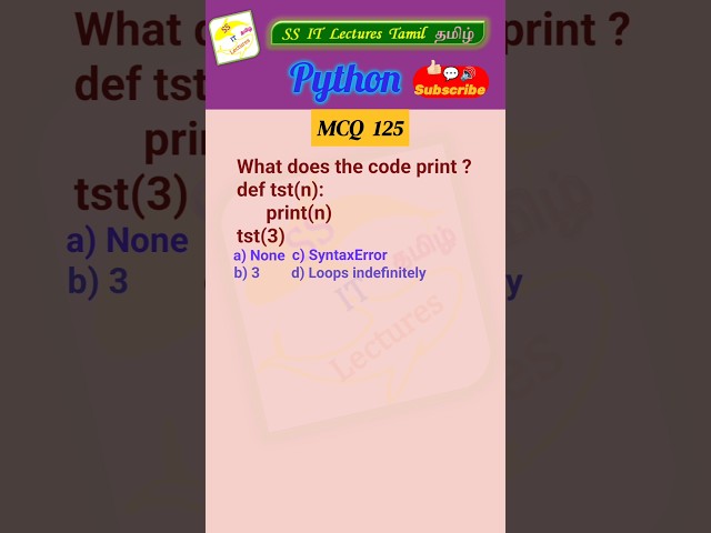 Python MCQ 125 - Function,Test Your Skills#python#pythonprogramming #pythoninterview#shorts#trending