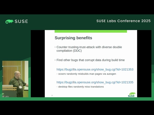 Fridrich Strba: Reproducible builds in openSUSE and SLFO: Why, how and where we are at