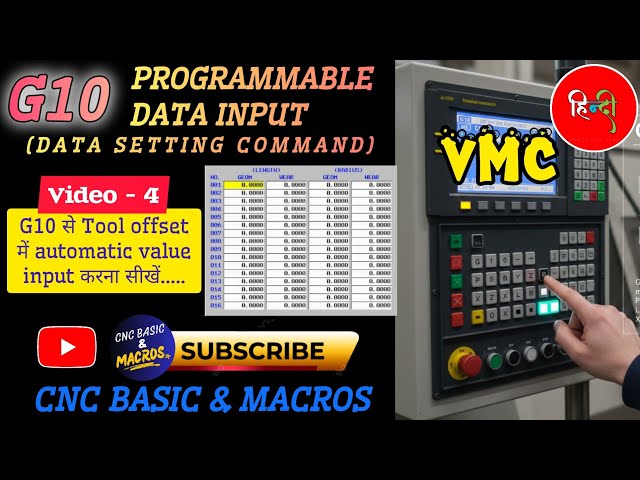 1.Automatic tool offset data input in VMC using G10 Data Setting Command | @CNCBASICMACROS ​