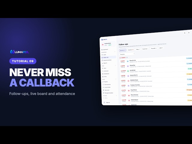 Follow-Ups, Live Board and Attendance — See Who's Actually Working