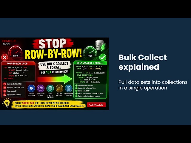 Stop Row-by-Row Processing! Use BULK COLLECT & FORALL for Faster PL/SQL