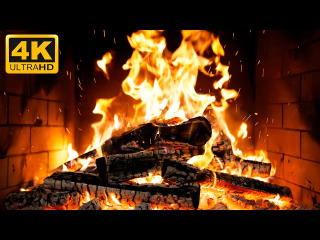 🔥 Cozy Log Cabin Fireplace with Steady Burning Logs and Homely Ambience for Cozy Winter Mornings