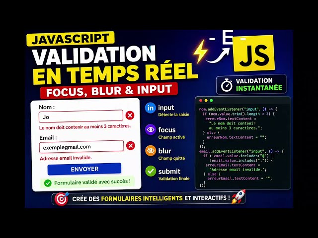 🚀 Create a Form with Real-Time Validation in JavaScript (- E -) | HTML, CSS & JS