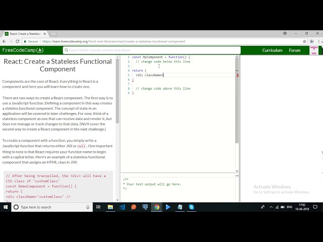 freecodecamp-React Create a Stateless Functional Component-solution