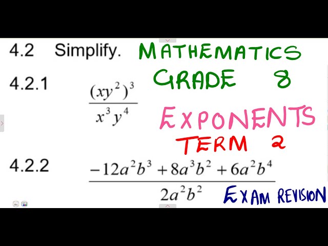 Mathematics Grade 8 Exponents Exam 4 @mathszoneafricanmotives  @mathwithlightone