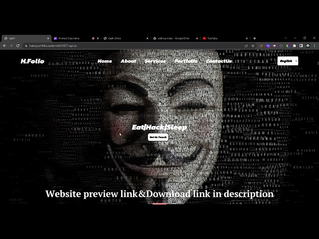 Hacker Portfolio Website template with free source code