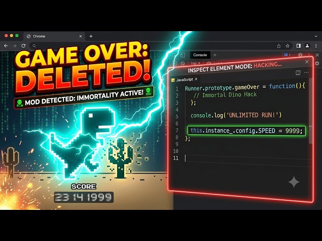 I Deleted "Game Over" In The Chrome Dino Game... 🦖💻