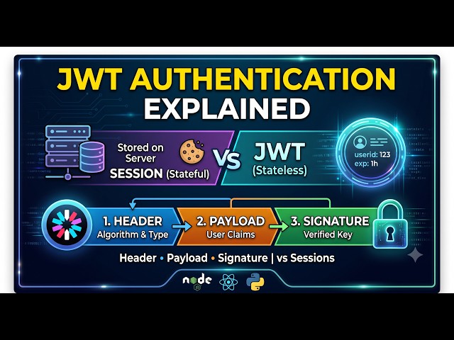 JWT Authentication Explained: JWT vs Sessions, Header, Payload & Signature | Web Security