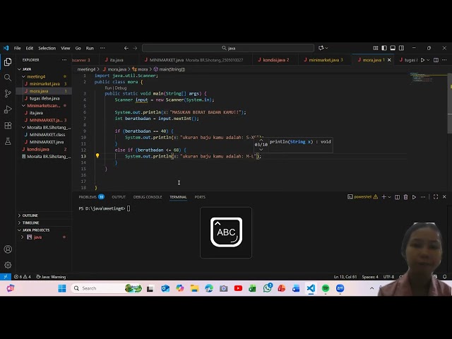 contoh coding Scanner if else