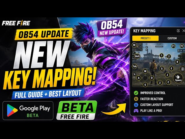 New Key Mapping on Google Play Beta Free Fire after OB54 Update 