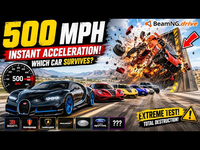 500 MPH INSTANT ACCELERATION Test 🚀 Which Car Survives? | BeamNG.drive