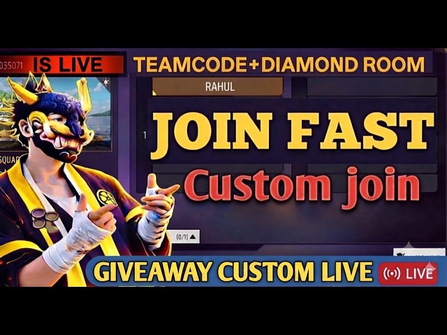 FREE FIRE LIVE CUSTOM ROOM FF LIVE GIVEAWAY #freefireliv #ff #fflive #fflivetournament livegiveaway