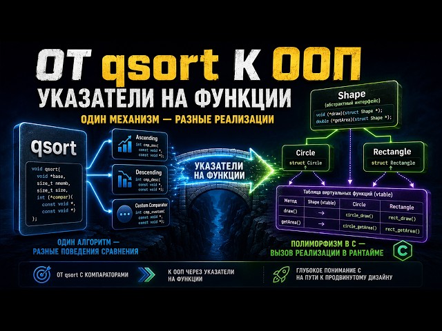 11. Указатели на функции в C: от qsort до полиморфизма | Программирование микропроцессоров