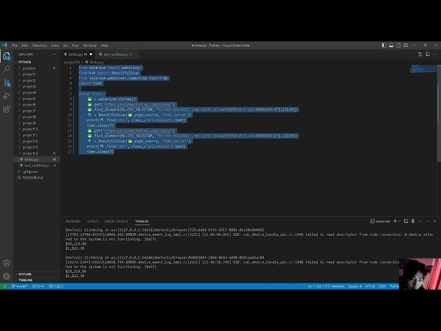 Webscrapping Crypto Values in Python with Selenium and Beautiful Soup