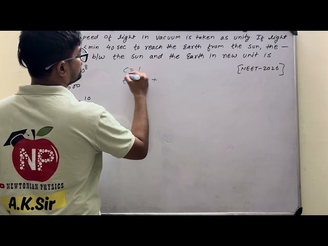 The speed of light in vacuum is taken as unity. If light takes 6 min 40 s to reach the Earth from...
