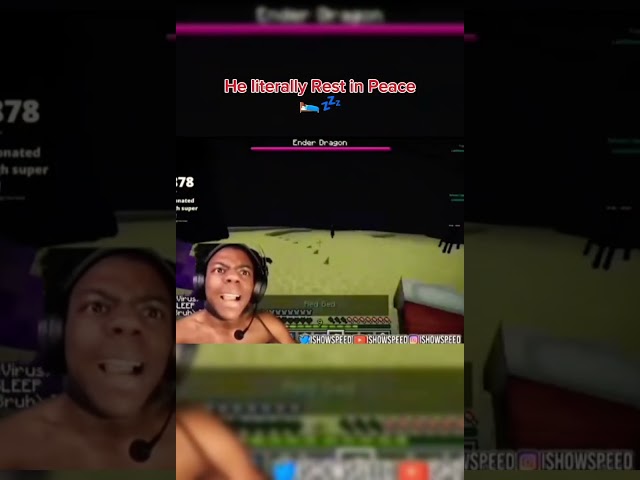 Speed sleep in the End😆 #ishowspeedshorts #minecraftshorts #livestream #speedcore