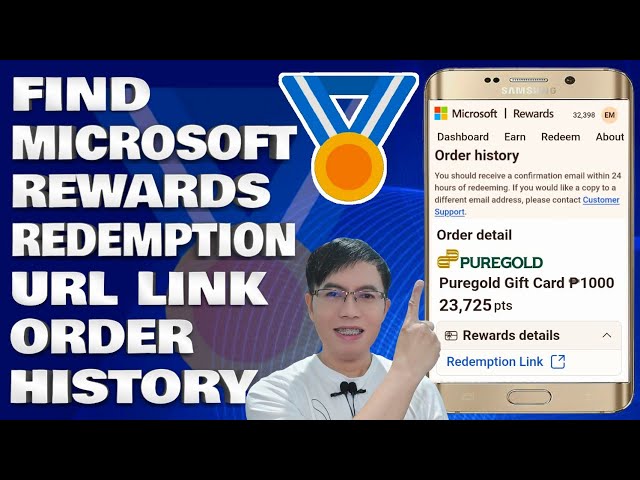 How To Find Microsoft Rewards Redemption URL Link and Order History on Mobile Phone