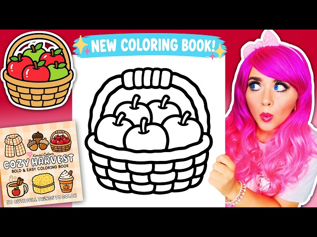 Coloring My NEW! Cozy Harvest Coloring Book 🍎🧺 Cute Apple Basket Page + Arrtx Alcohol Markers