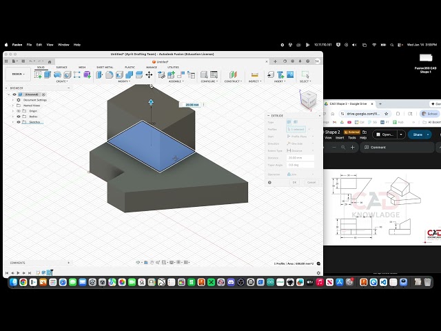 Fusion 360 CAD Shape 2 (Simple CAD Tutorial)