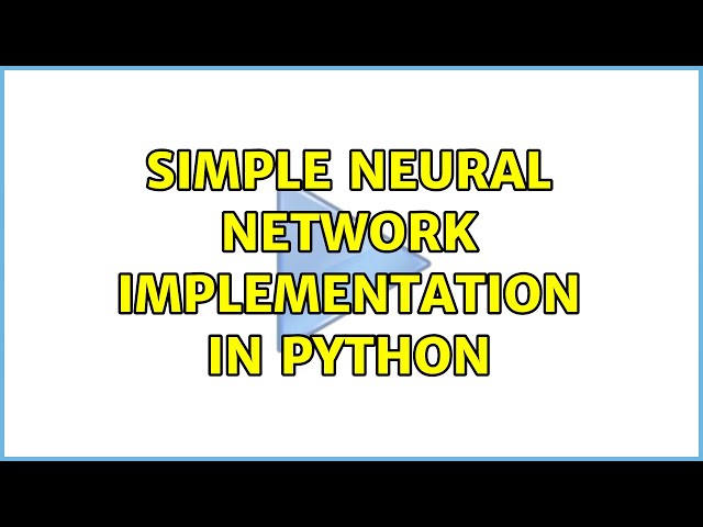 Simple neural network implementation in Python
