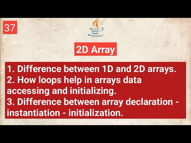Java | 2D Array | initialization | retrievement
