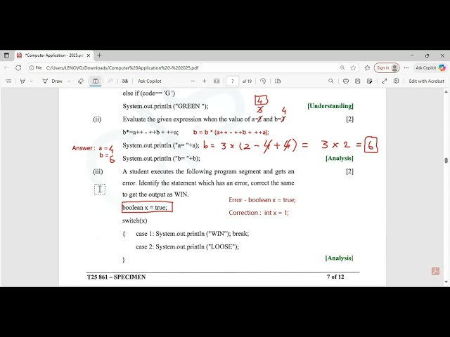 ICSE Class 10 Computer Applications Code - 165 | Sample Paper 2025 | Section A Q2 Solved | Part 2