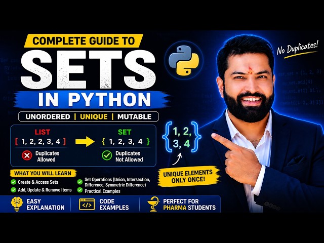 Python Sets Explained in One Video | Set Methods, Operations & Venn Diagram