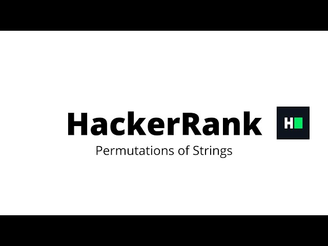 Permutations of Strings  || HackerRank Solution