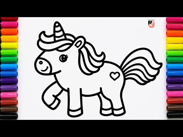 🦄 Rainbow Unicorn Drawing, Painting and Coloring for Kids & Toddlers | Learn Colors🎨