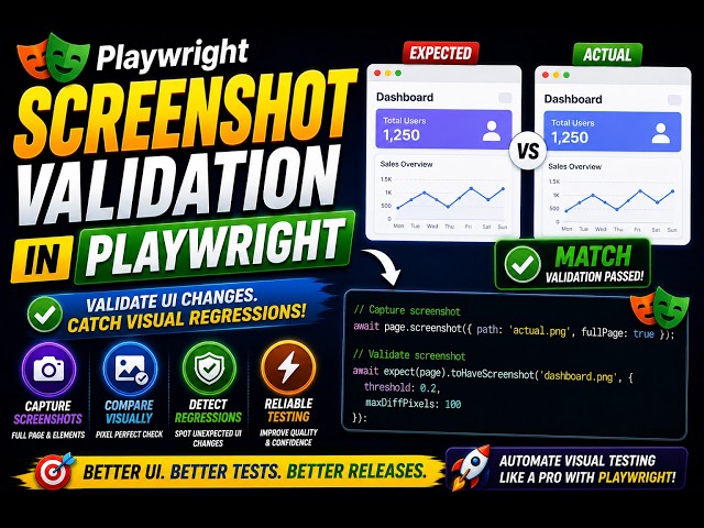 Playwright Tutorial 16 : Screenshot Validation in Playwright