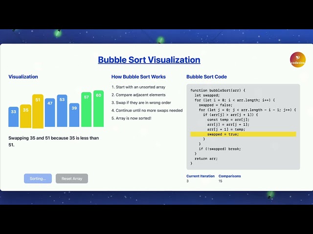 Interactive Bubble Sort Visualization with ReactJS and Speech Synthesis