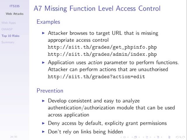 Summary on Top 10 Web Attacks (ITS335, L26, Y14)
