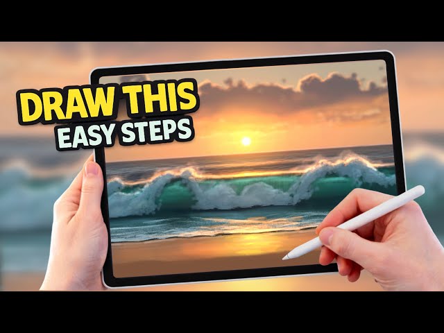 PROCREATE Sunset Wave landscape Drawing Tutorial in EASY STEPS