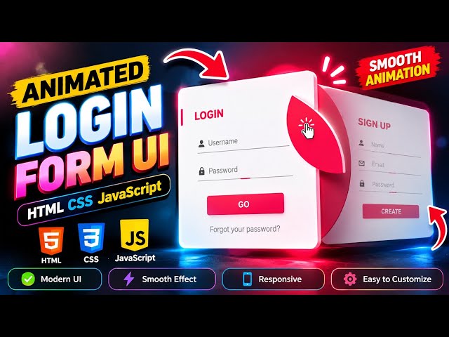 🔥 Animated Login Form UI 🤯 | HTML CSS JavaScript || RSKWORLDIN