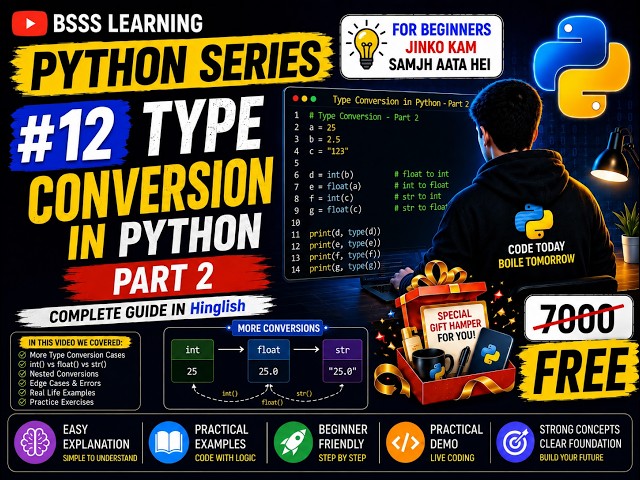 Type Conversion in Python | Complete Python Tutorial for Beginners | Python Programming| Episode 12