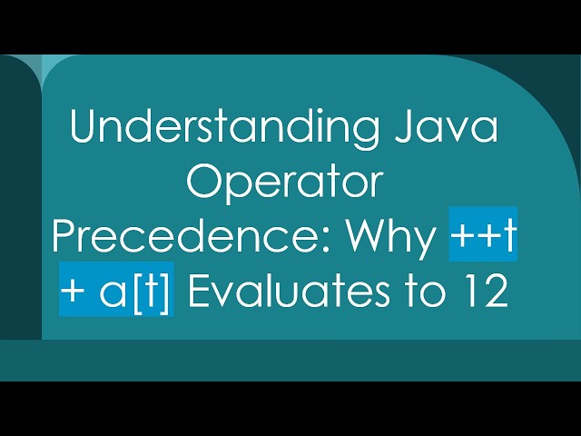 Understanding Java Operator Precedence: Why + + t +  a[t] Evaluates to 12