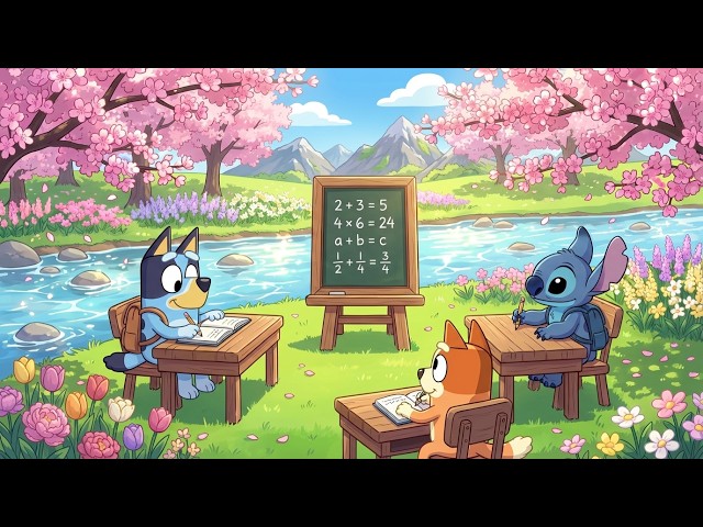 Stitch  & Bluey Spring Study Classroom 🌷 Soft Lofi for Homework & Deep Focus 🎧 Fresh Blossom Learn