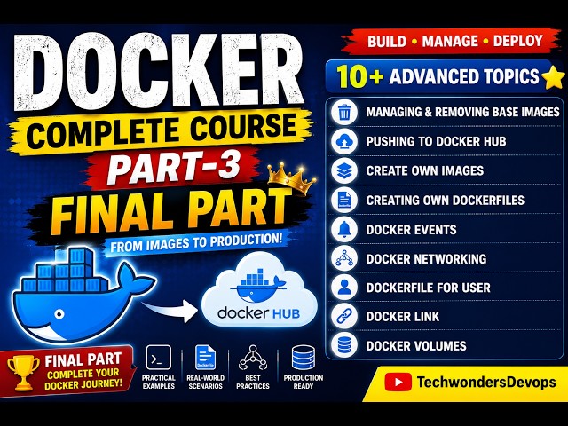 Docker Complete Course | Final Part | Docker Networking, Volumes, Events & Dockerfile | Hands-on