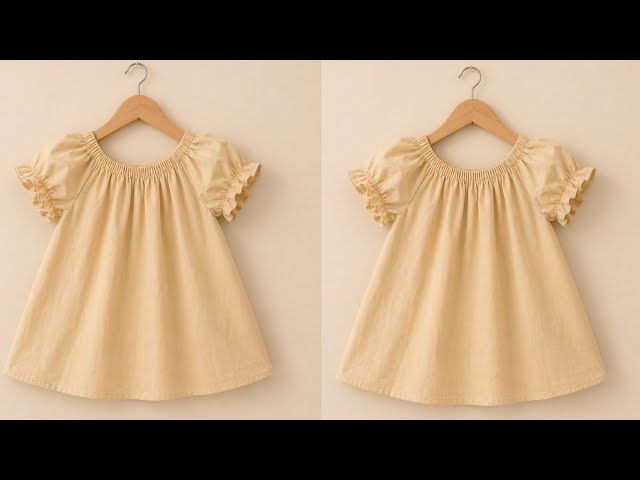 2 year baby old elastic neck frock cutting stitching full tutorial/baby summer frock/ step by step 