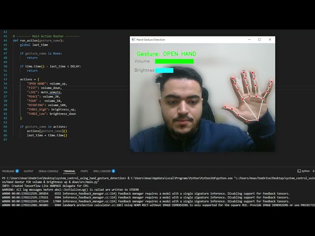 Control system using hand gesture | Computer vision project