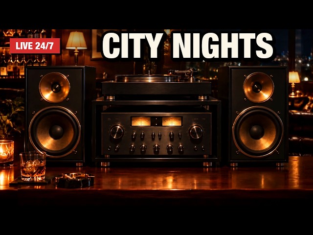 [LIVE 24/7] Skyline Lounge Japanese Jazz Radio — Turntable Warmth & Gold Speakers | Unwind & Chill