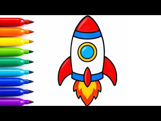 How to Draw a Rocket 🚀 | Easy Rocket Drawing for Kids | Step by Step