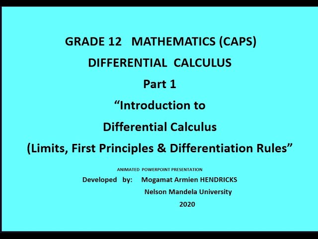 First Principles & Differentiation Rules (calculus)  Gr 12   Part 1 of 5