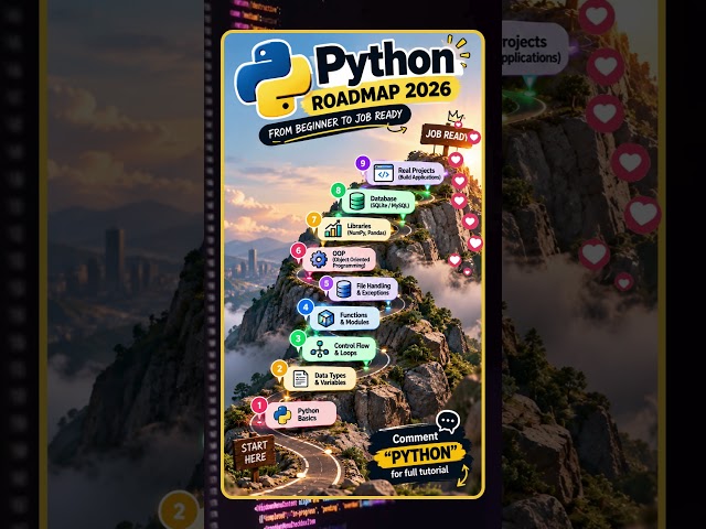 Python Roadmap 2026 🐍 From Beginner to Job Ready | Learn Python Step by Step #learnpython #shorts