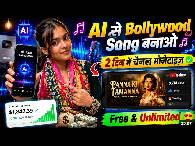 AI से Bollywood STYLE SONG  बनाओ 🎵 | Create AI Songs in 2 Minutes | FREE AI Song Generator