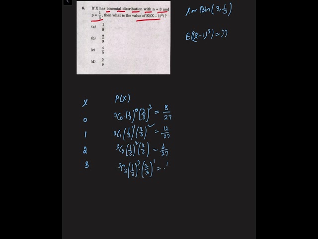 Binomial Distribution Moment Problem  | E[(X−1)³] | UPSC ISS 2022 Paper-1 | Problem-6 | RitwikMath