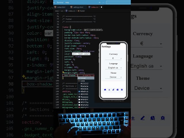 ASMR Coding – Styling the Footer (CSS Part) ✨ | Expense Tracker App  #coding #vscode #codingasmr